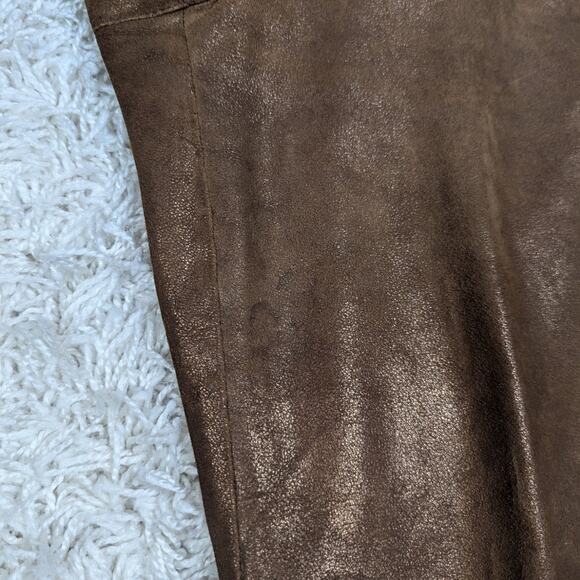 Y2K Vintage Cache Metallic Leather Bootcut Pants Bronze Brown Size 8 - Picture 14 of 15